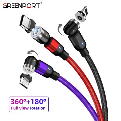 Wholesale On stock 3 in 1 magnetic charging cable 540 micro lighting mobile phones type c usb fast charging magnetic usb cableolesale On stock 3 in 1 magnetic charging cable 540 micro lighting mobile phones type c usb fast charging magnetic usb cable