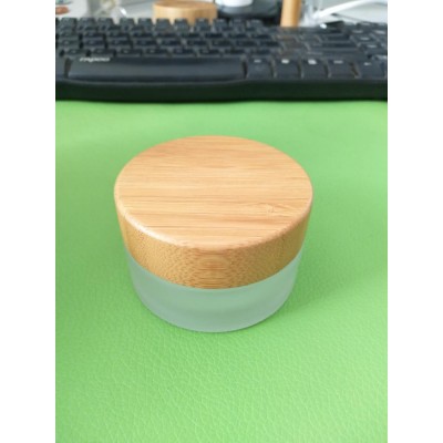Hot Sale Cosmetic Face Cream Container 20ml 30ml 50ml 100ml Clear Glass Jar With Bamboo Lid
