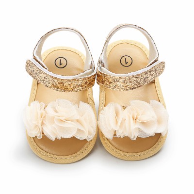 2021 Sandalias De Bebe Breathable Solid Color Soft Sole Newborn Toddlers Summer Floral Flowers Non-Slip Girls Baby Sandals