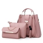 Sac A Main Femme 3 Pieces PU Leather Tote Bag For Women Luxury Tassel Hand Bag Set